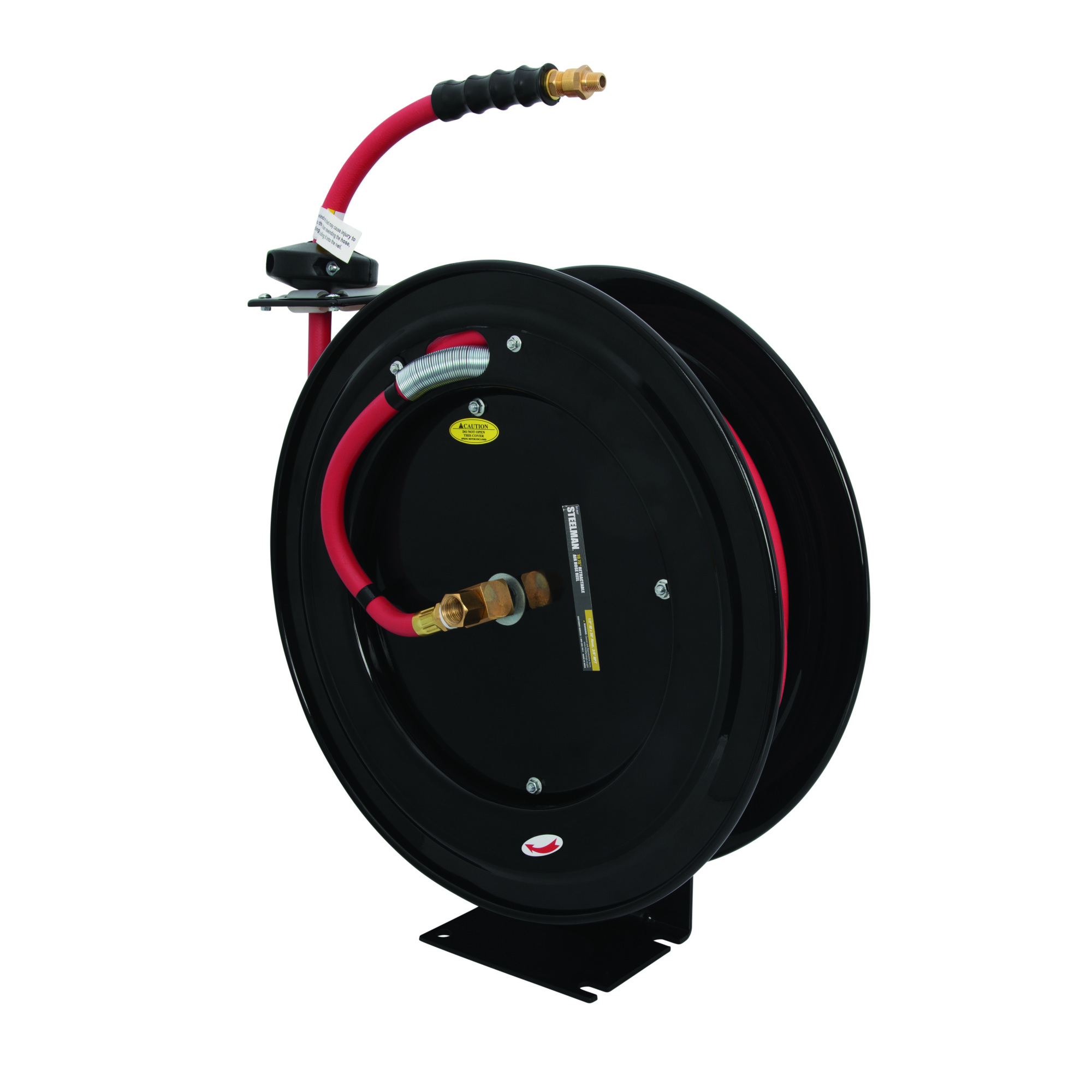 STEELMAN 50-Foot Long 1/2-Inch Inner Diameter Air Hose with Spring Retractable Hose Reel with 3/8-Inch NPT Fittings 61307